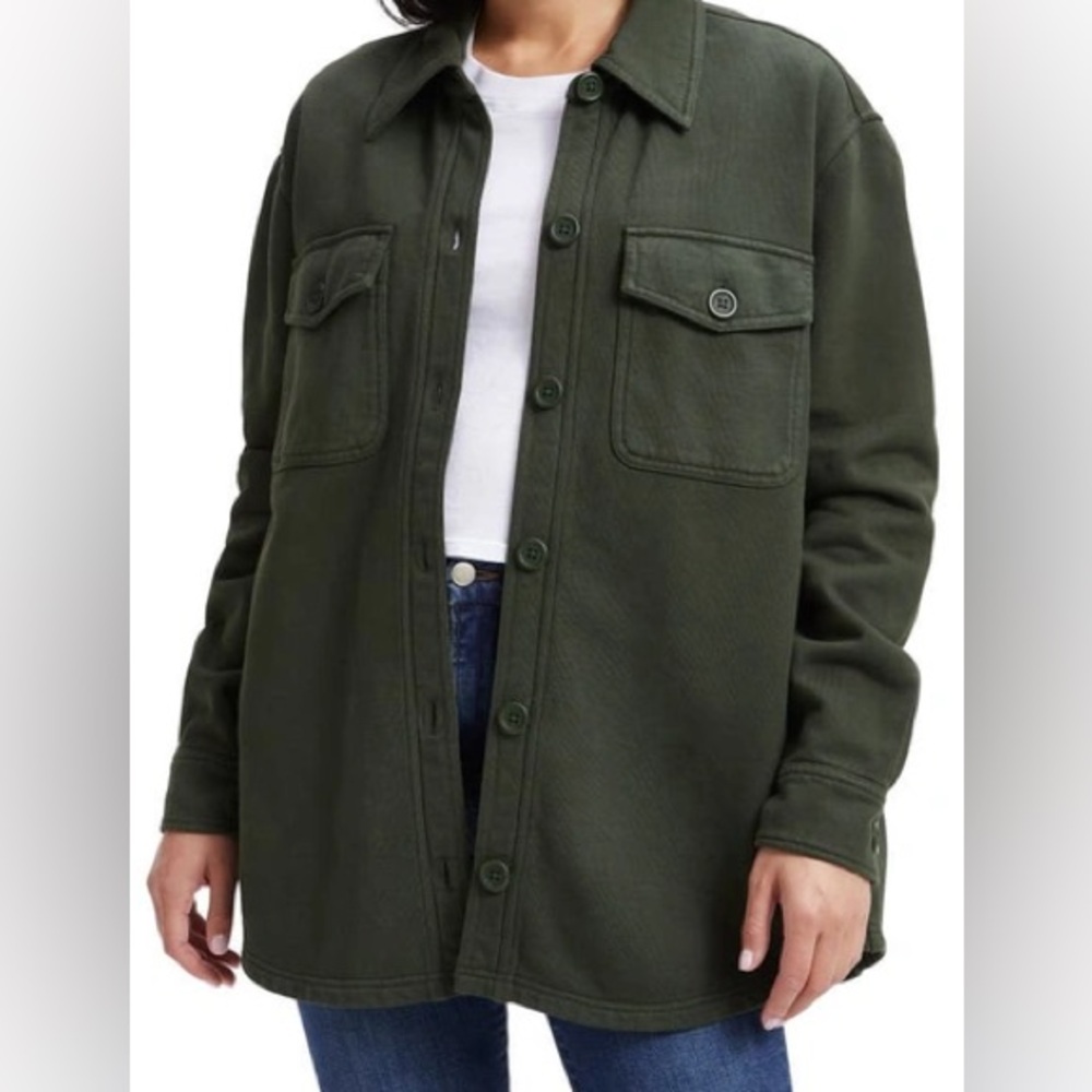 Good American Teal fleece lined Shacket 16/18